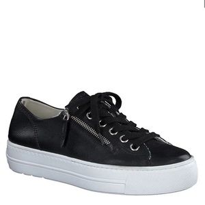Black leather sneakers with zipper. US 7 New